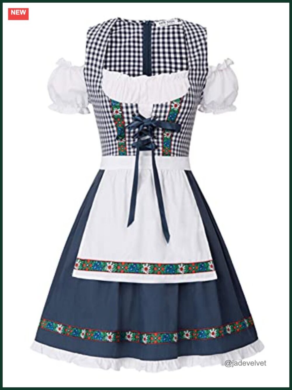 Dirndl Dress Bavarian Oktoberfest Costume 2pc Detachable Apron Beer Maid